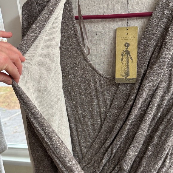 NWT Peruvian Connection Gray Marled Petra Gathered Front Midi Dress XS - Picture 7 of 9